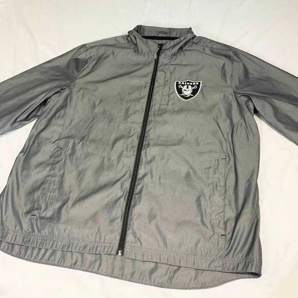 Raiders NFL Jacket G-III Windbreaker XL Gray Full Zip Lightweight Mesh Lined - Picture 5 of 13